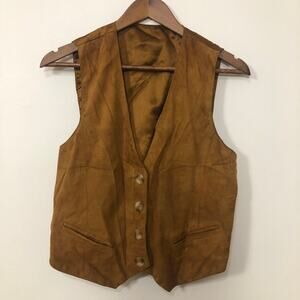 Real Suede Leather Vest Womens 38 Small Brown Western Cowgirl Boho Festival